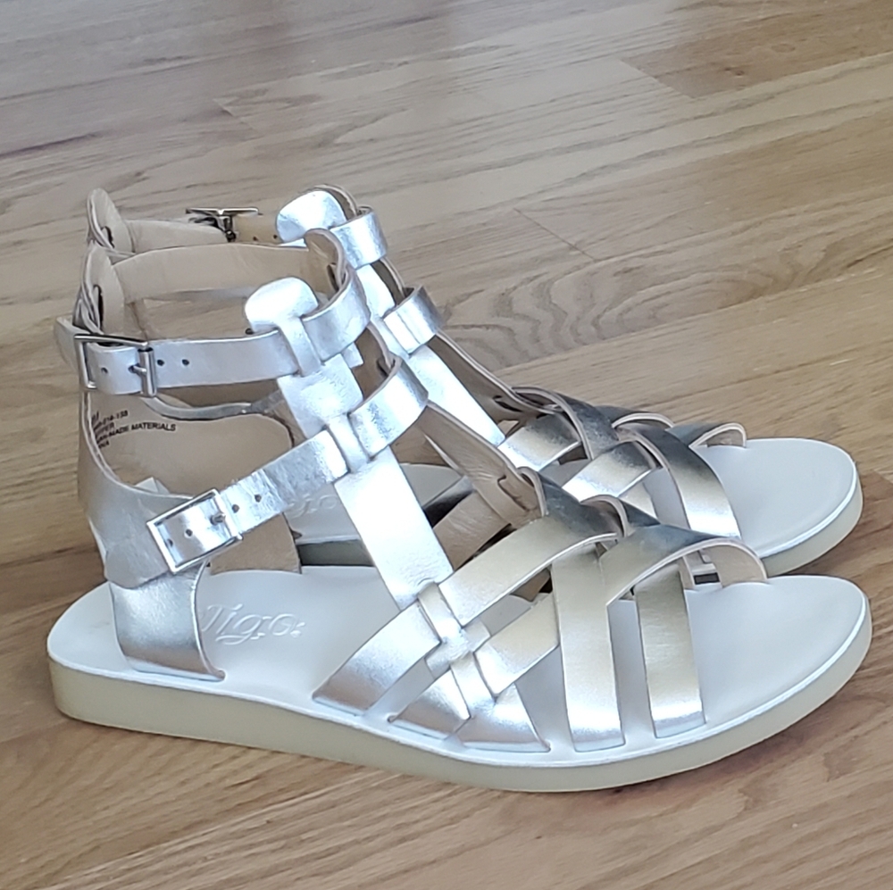 Metallic Silver Gladiator Sandals for Women